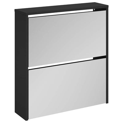 Vidaxl-Schuhschrank mit Spiegel 2-layer 63x17x67 cm schwarz