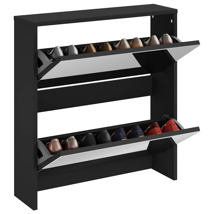 Vidaxl-Schuhschrank mit Spiegel 2-layer 63x17x67 cm schwarz