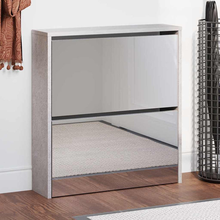 Vidaxl-Schuhschrank mit Spiegel 2-Schicht 63x17x67 cm Betonpreis