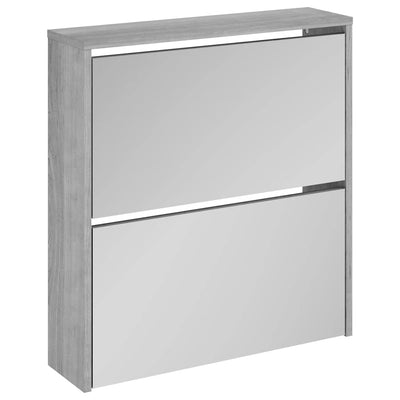 Vidaxl-Schuhschrank mit Spiegel 2-Schicht 63x17x67 cm grauer Sonoma