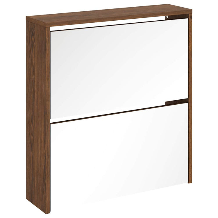 Vidaxl-Schuhschrank mit Spiegel 2-Schicht 63x17x67 cm Browniken