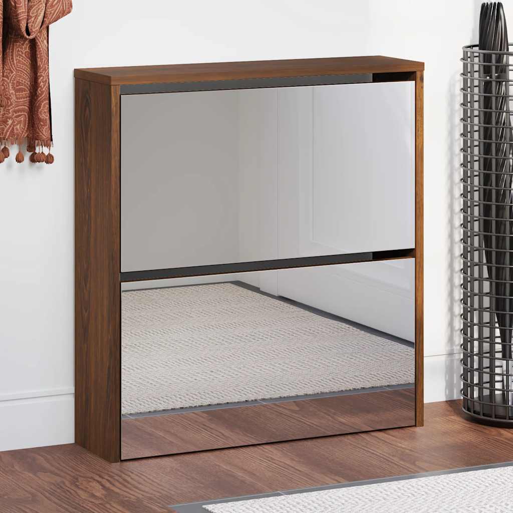 Vidaxl-Schuhschrank mit Spiegel 2-Schicht 63x17x67 cm Browniken