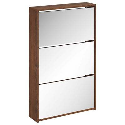 Vidaxl-Schuhschrank mit Spiegel 3-Schicht 63x17x102.5 cm Browniken