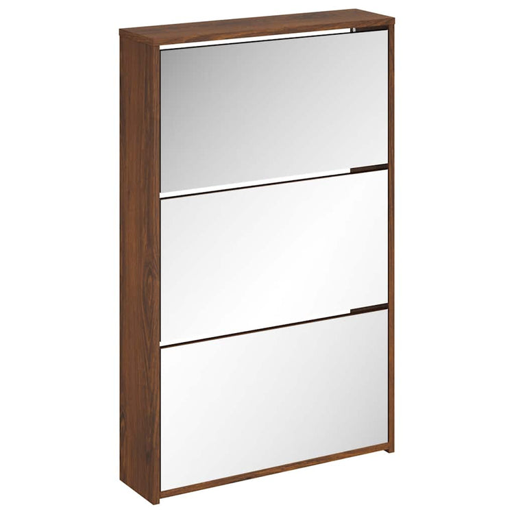 Vidaxl-Schuhschrank mit Spiegel 3-Schicht 63x17x102.5 cm Browniken
