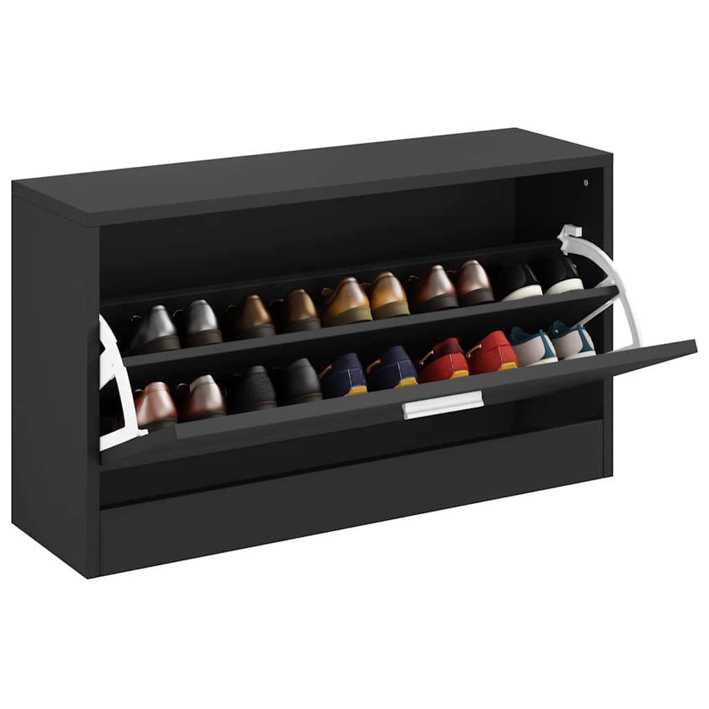 Vidaxl Schuhsofa 80x24x45 cm verarbeitetes Holz schwarz