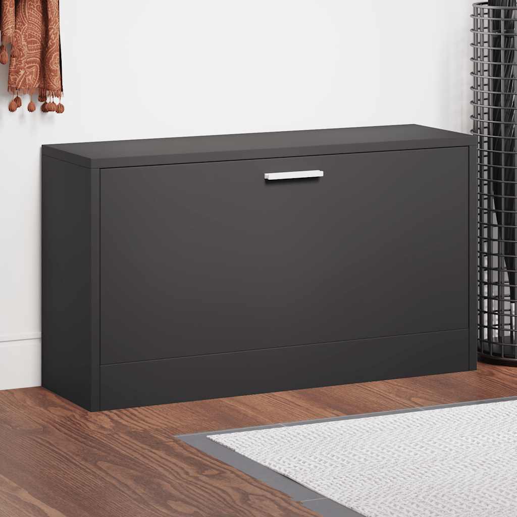Vidaxl Schuhsofa 80x24x45 cm verarbeitetes Holz schwarz
