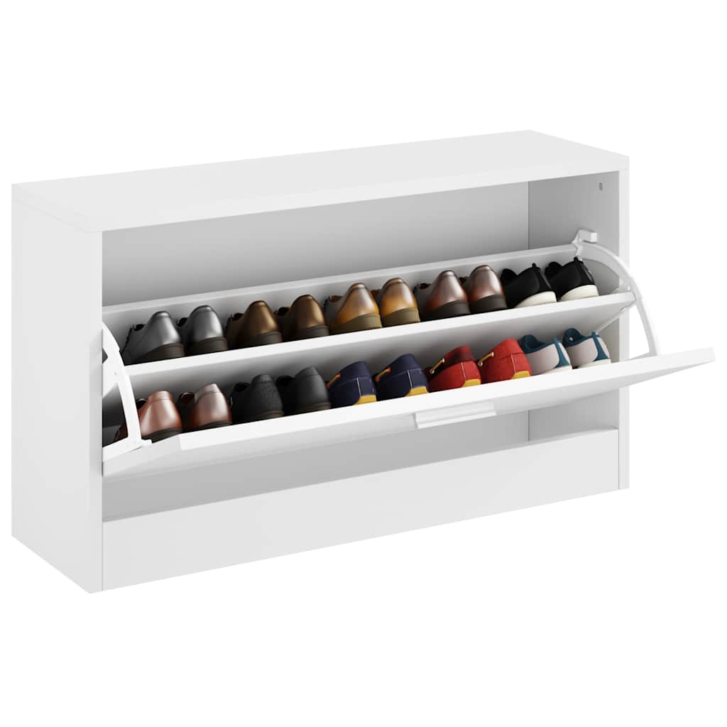 VIDAXL -Schuhregal 80x24x45 cm verarbeitetes Holz Hochglanz weiß