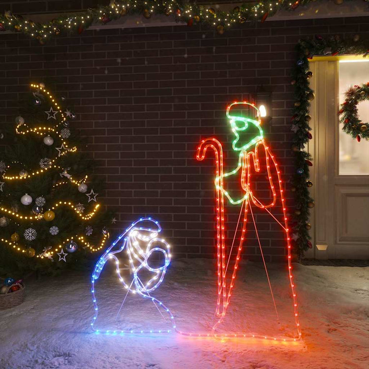 Vidaxx Weihnachtsfiguren Josef und Maria mit 264 LEDs 40x55 und 38x100 cm