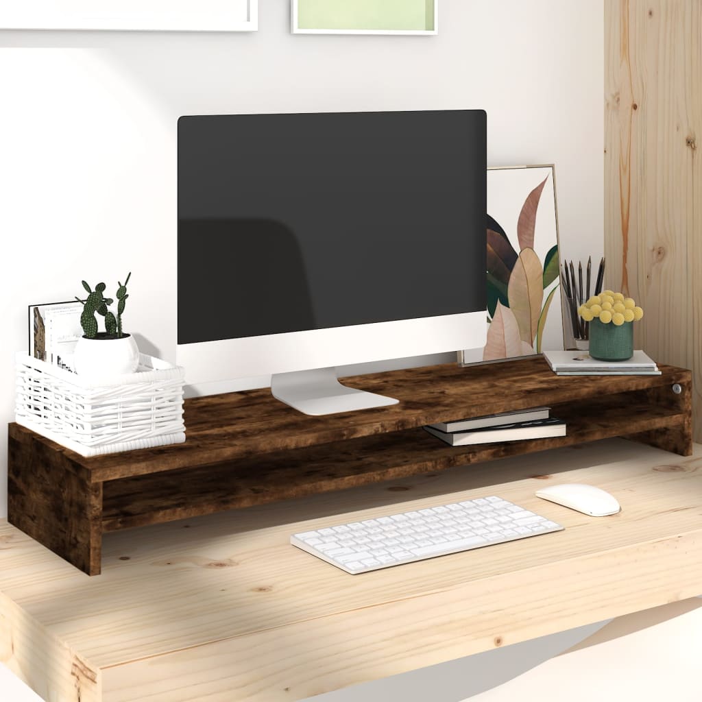Vidaxl Monitor Standard 100x24x13 cm verarbeiteter Holzgeräuchchen -Eiche gefärbt