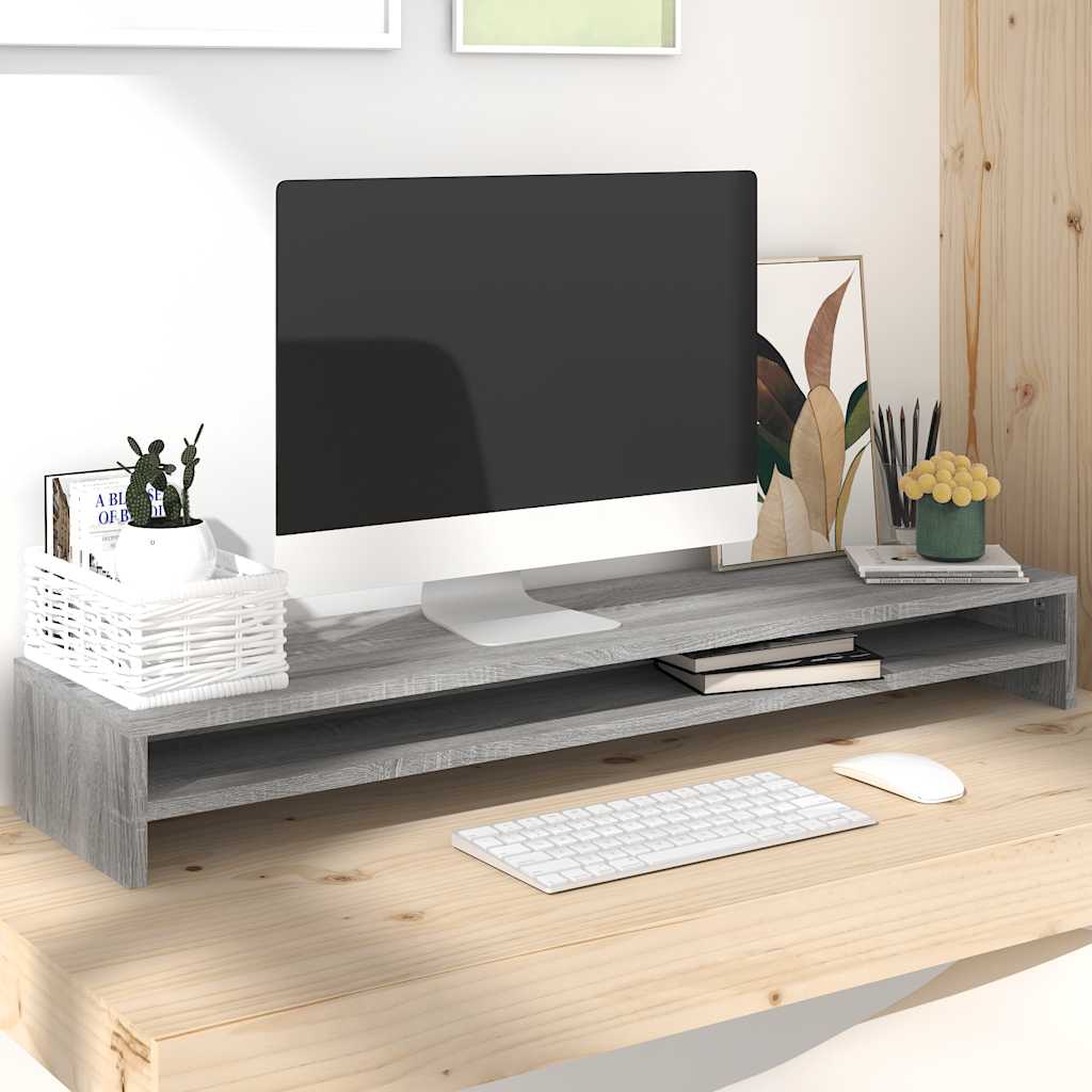Vidaxl Monitor Standard 100x24x13 cm verarbeiteter Holzgrau Sonoma Eiche
