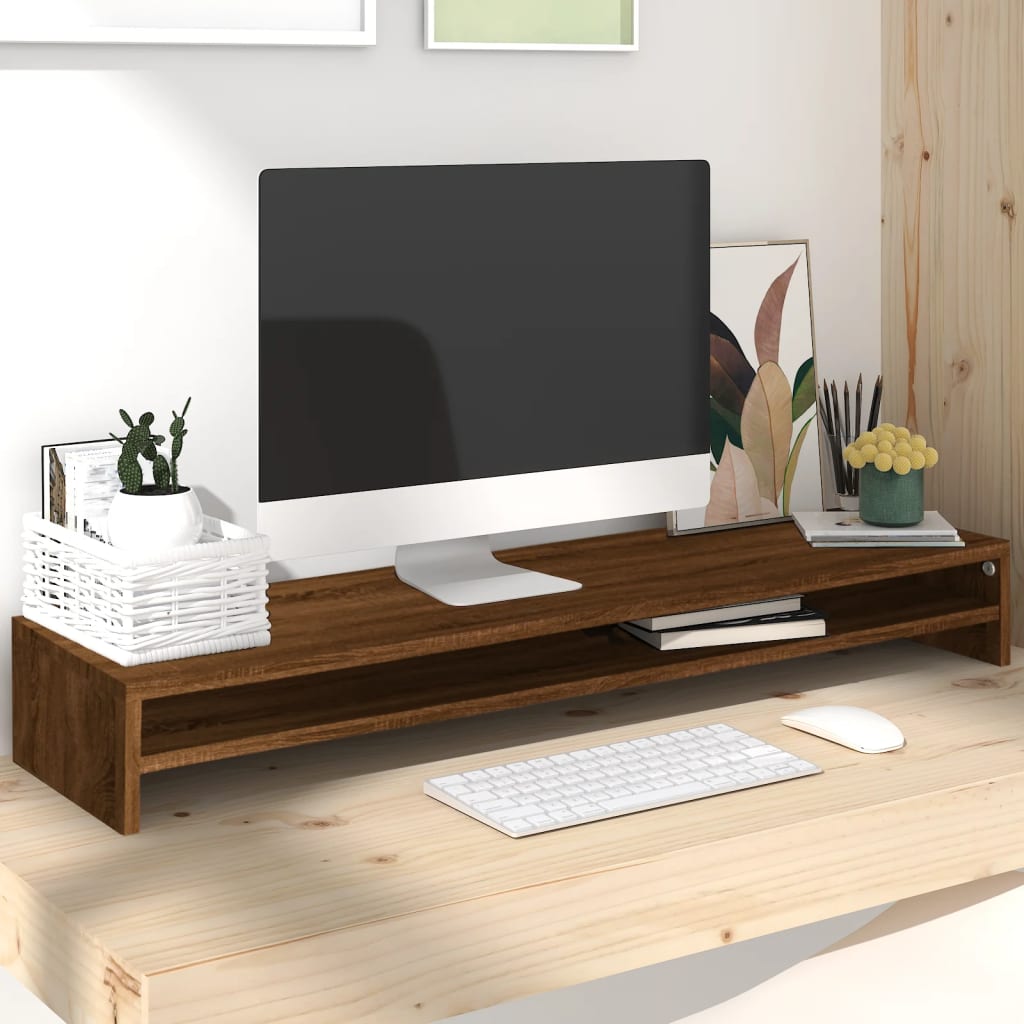 VIDAXL Monitor Standard 100x24x13 cm verarbeitete Holzbraune -Eichenfarbe