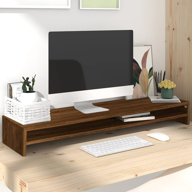 VIDAXL Monitor Standard 100x24x13 cm verarbeitete Holzbraune -Eichenfarbe