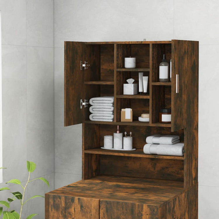 Vidaxl Waschmaschinenschrank 70,5 x 25,5 x 90 cm geräucherte Eiche gefärbt