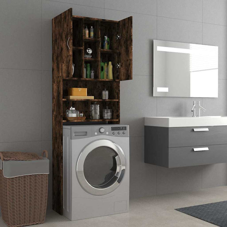 Vidaxl Waschmaschinenschrank 64x25.5x190 cm geräucherte Eiche gefärbt
