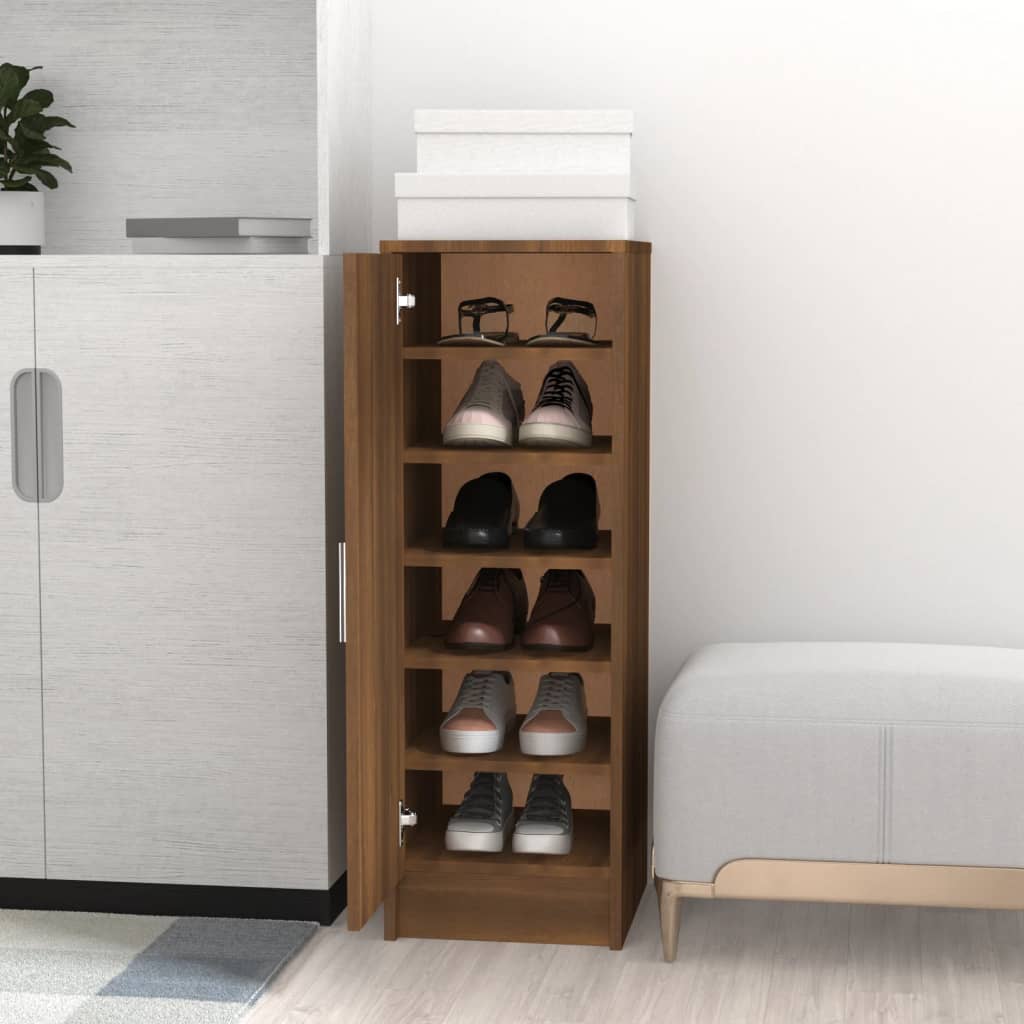 Vidaxl Schuhschrank 32x35x92 cm verarbeitete Holzbraune Eiche Farbe
