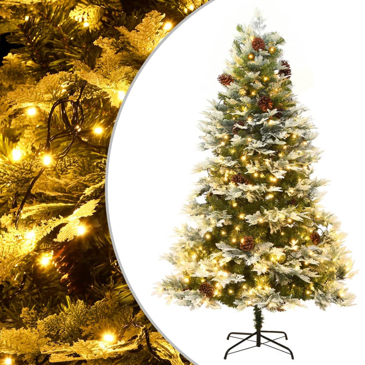 Vidaxl Weihnachtsbaum mit LED- und Kiefernkegel 225 cm PVC und PE Green