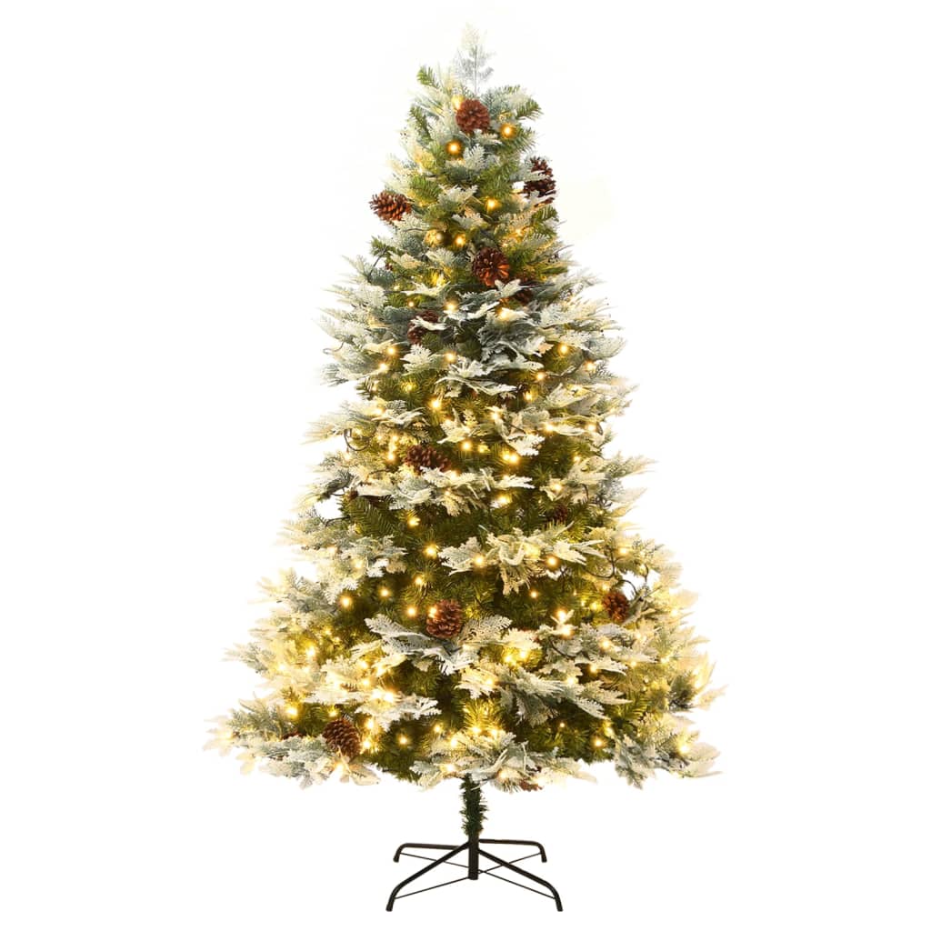 Vidaxl Weihnachtsbaum mit LED- und Kiefernkegel 225 cm PVC und PE Green