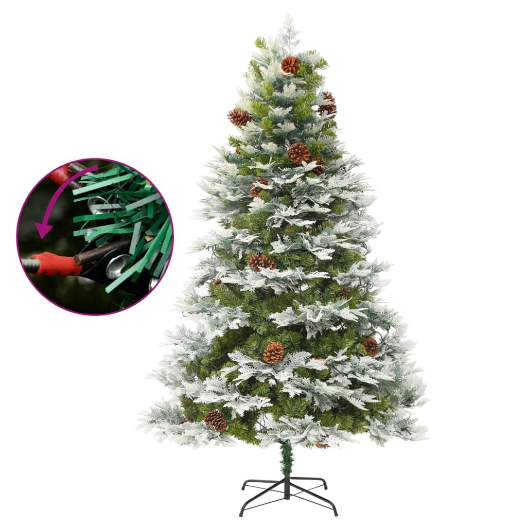 Vidaxl Weihnachtsbaum mit LED- und Kiefernkegel 225 cm PVC und PE Green