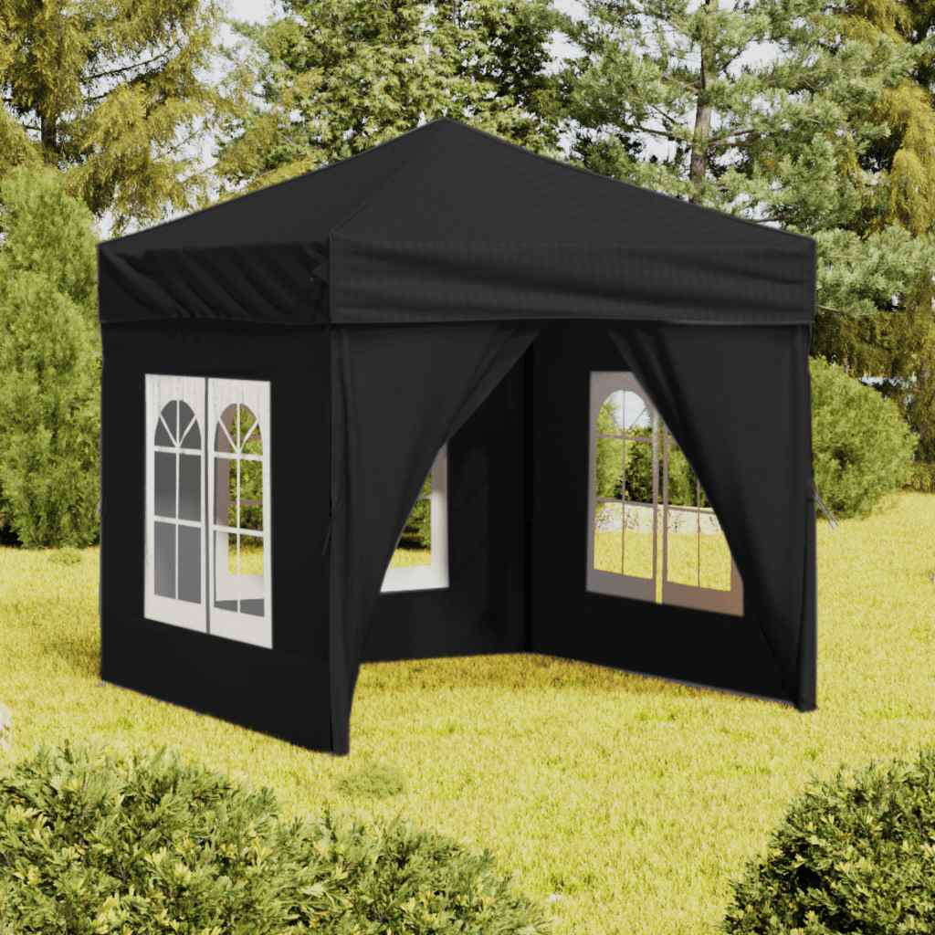 Vidaxl Partytent faltbar mit Seitenwänden 2x2 m schwarz