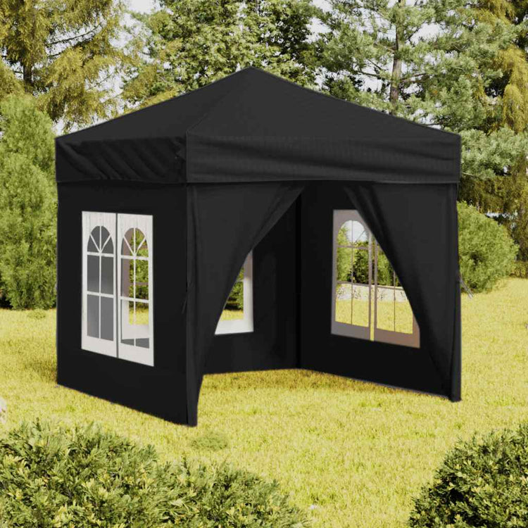 Vidaxl Partytent faltbar mit Seitenwänden 2x2 m schwarz