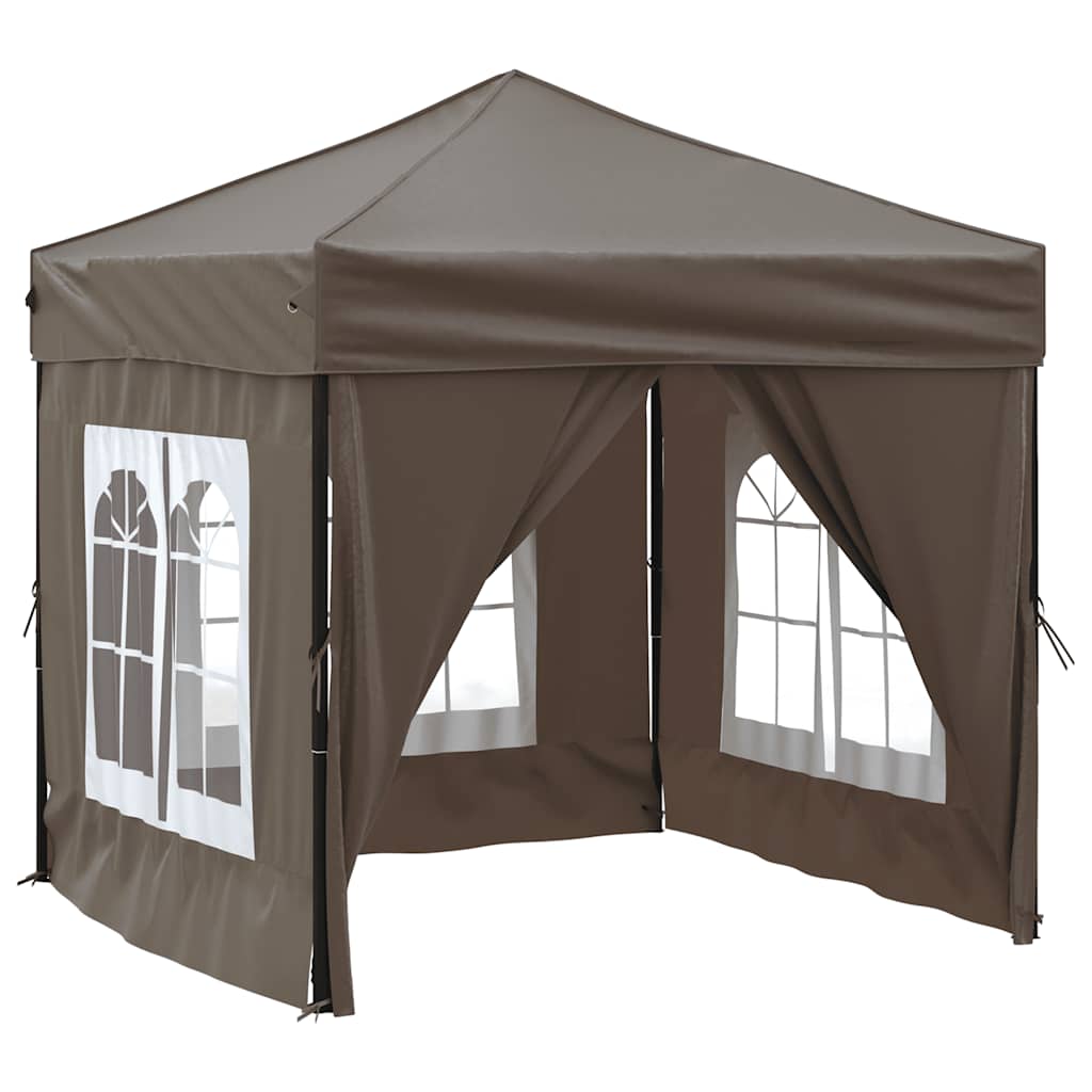 Vidaxl Partytent faltbar mit Seitenwänden 2x2 m Taupe
