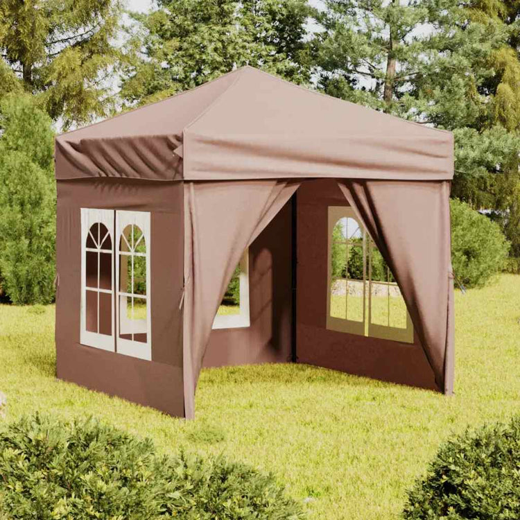 Vidaxl Partytent faltbar mit Seitenwänden 2x2 m Taupe