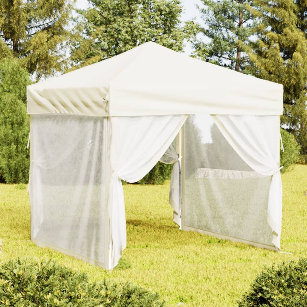Vidaxl Partytent faltbar mit Seitenwänden 2x2 M cremefarben -gepflegt