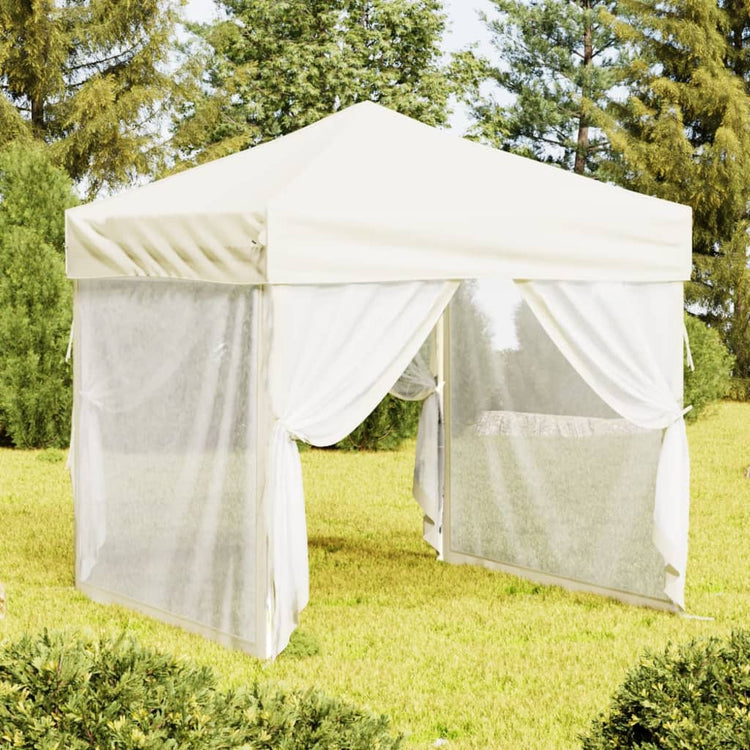 Vidaxl Partytent faltbar mit Seitenwänden 2x2 M cremefarben -gepflegt
