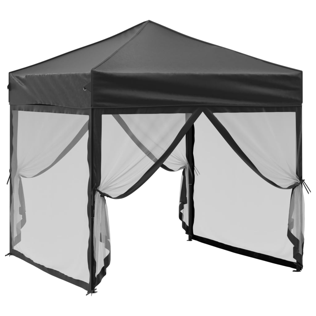 Vidaxl Partytent faltbar mit Seitenwänden 2x2 m schwarz