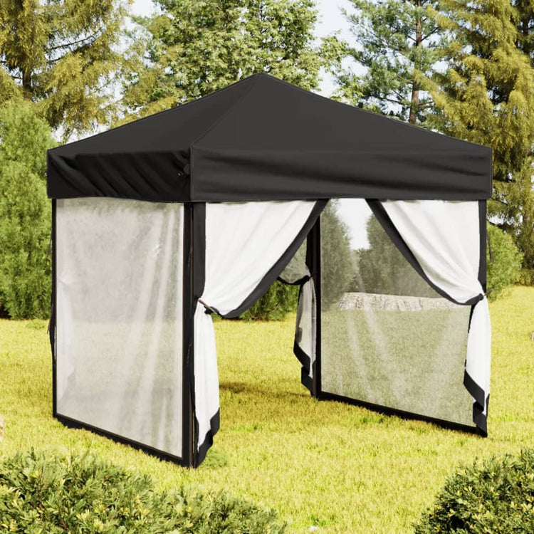 Vidaxl Partytent faltbar mit Seitenwänden 2x2 m schwarz