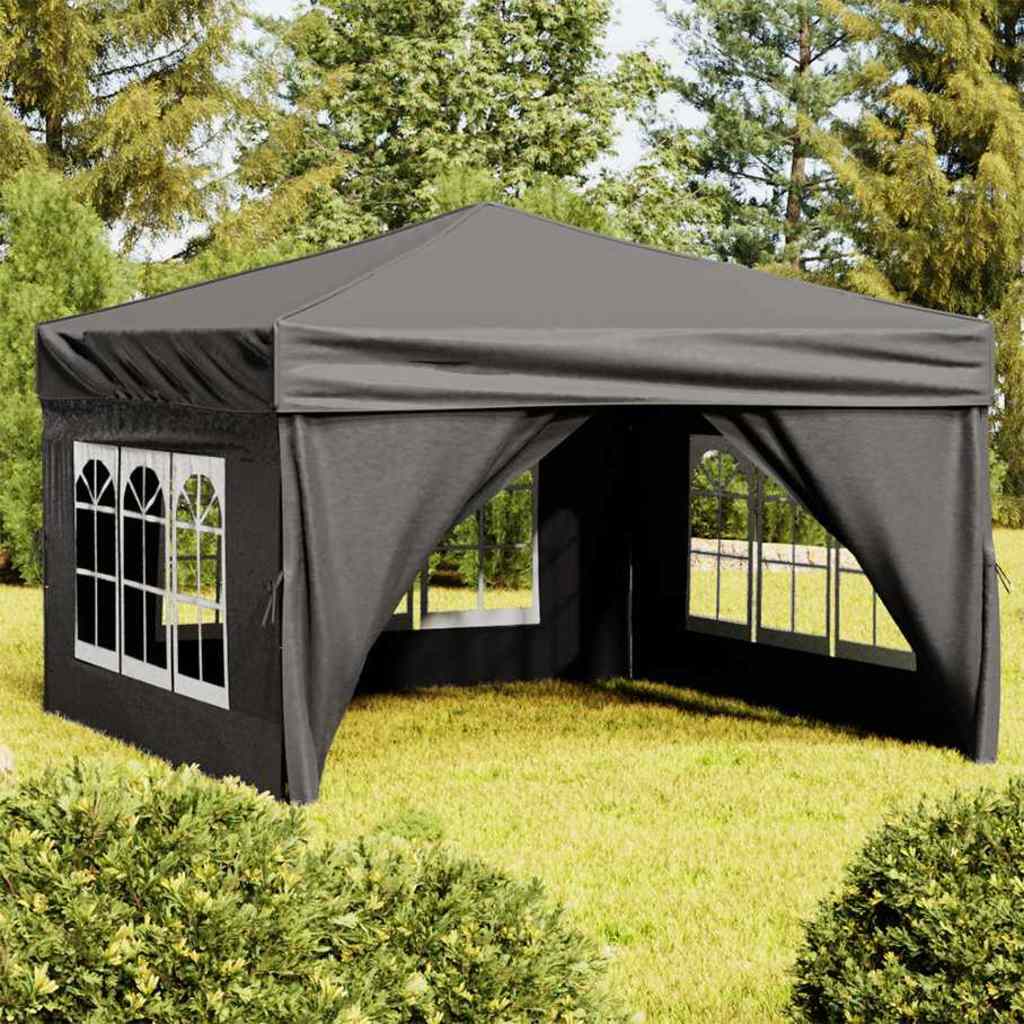 Vidaxl Partytent faltbar mit Seitenwänden 3x3 m Anthrazit -gelenkt