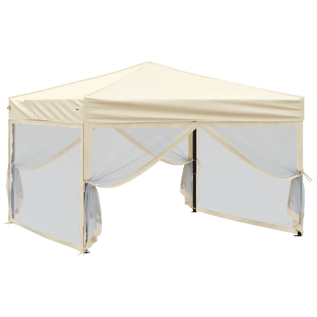 Vidaxl Partytent faltbar mit Seitenwänden 3x3 M cremefarben -gepflegt