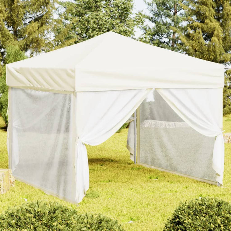 Vidaxl Partytent faltbar mit Seitenwänden 3x3 M cremefarben -gepflegt
