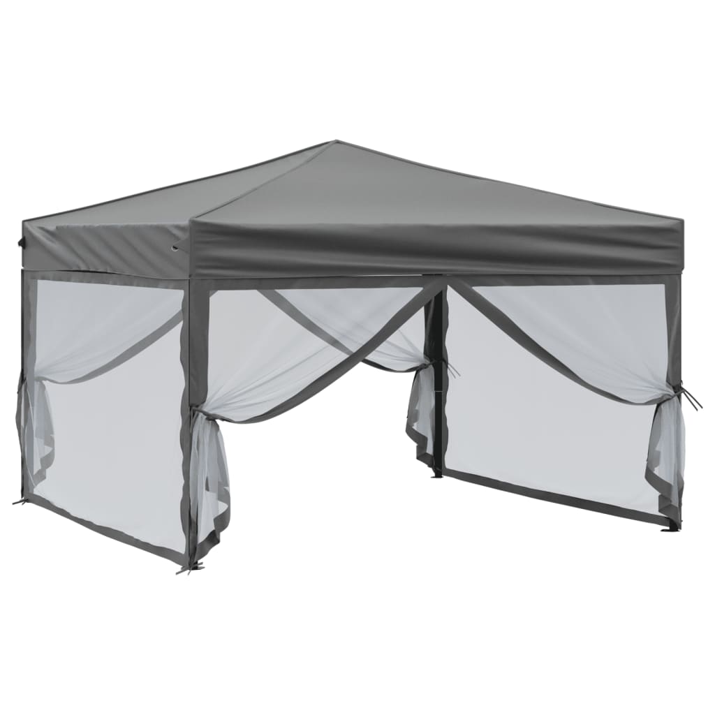 Vidaxl Partytent faltbar mit Seitenwänden 3x3 m Anthrazit -gelenkt