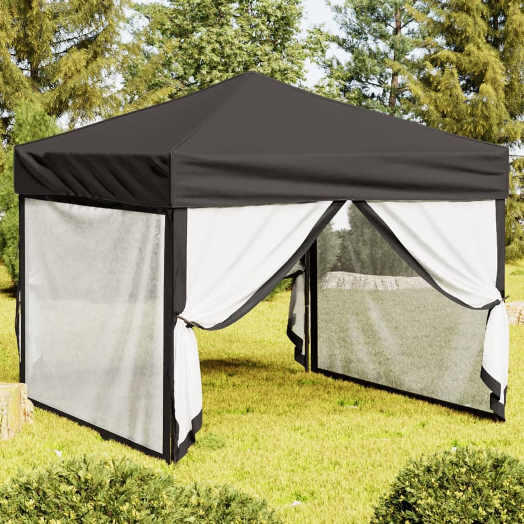 Vidaxl Partytent faltbar mit Seitenwänden 3x3 m Anthrazit -gelenkt