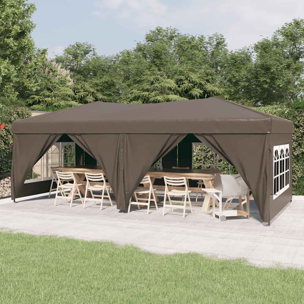 Vidaxl Partytent faltbar mit Seitenwänden 3x6 m Taupe