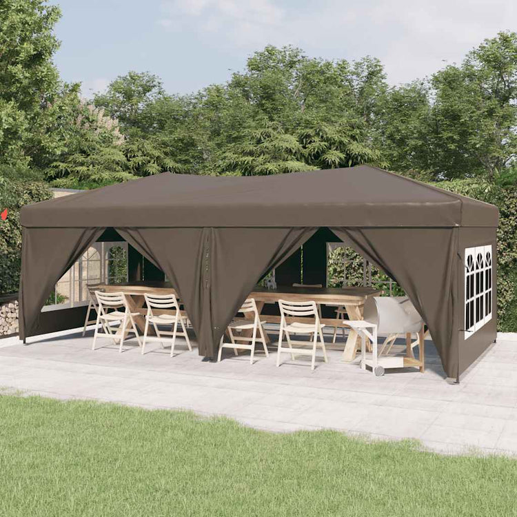 Vidaxl Partytent faltbar mit Seitenwänden 3x6 m Taupe