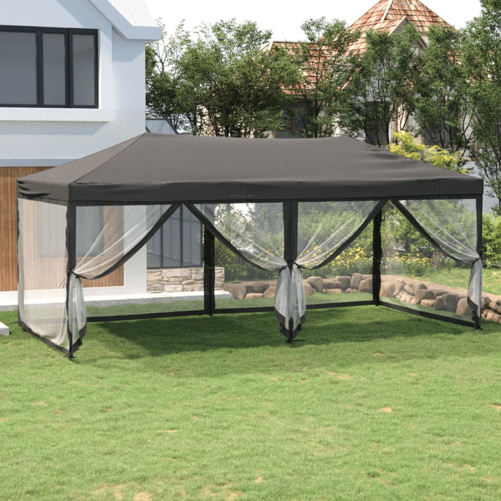 Vidaxl partytent faltbar mit Seitenwänden 3x6 m Anthrazit -gelenkt