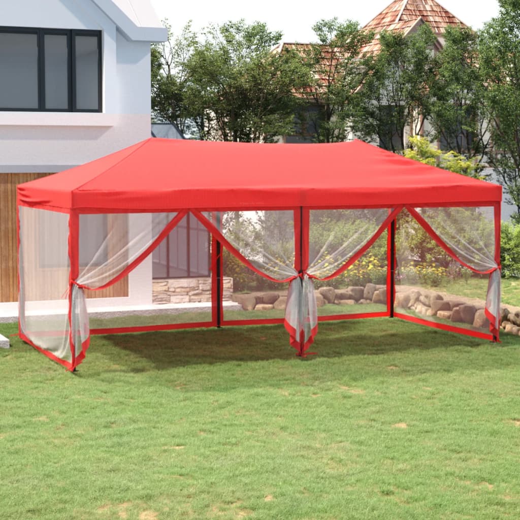 Vidaxl Partytent faltbar mit Seitenwänden 3x6 m rot