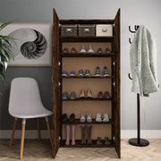 Vidaxl Schuhschrank 80x35.5x180 cm Propertiertes Holzgeräuchchen -Eiche gefärbt - afbeelding 3