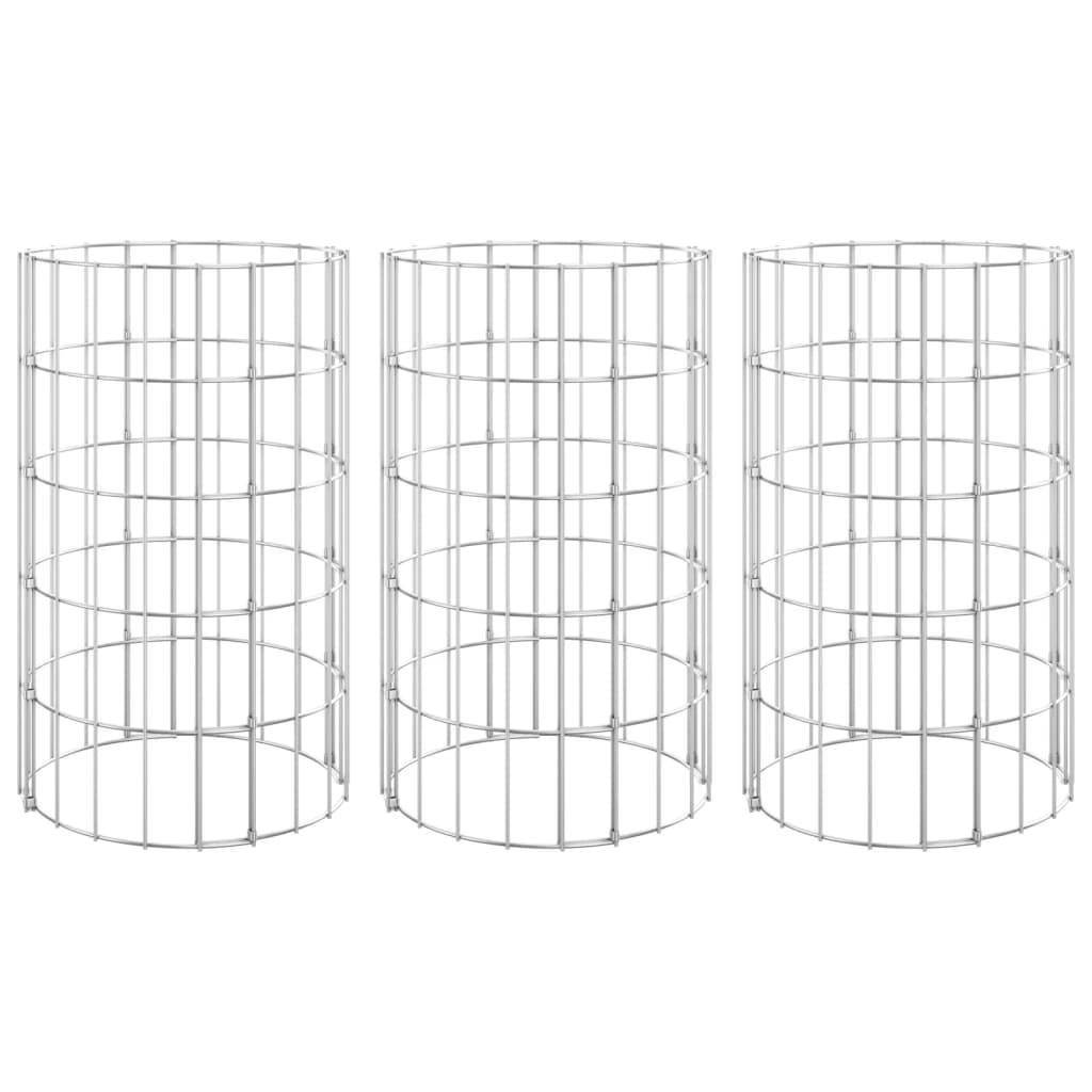 Vidaxl Gabion Pflanzer 3 ST Runde erhöht Ø30x50 cm Stahl