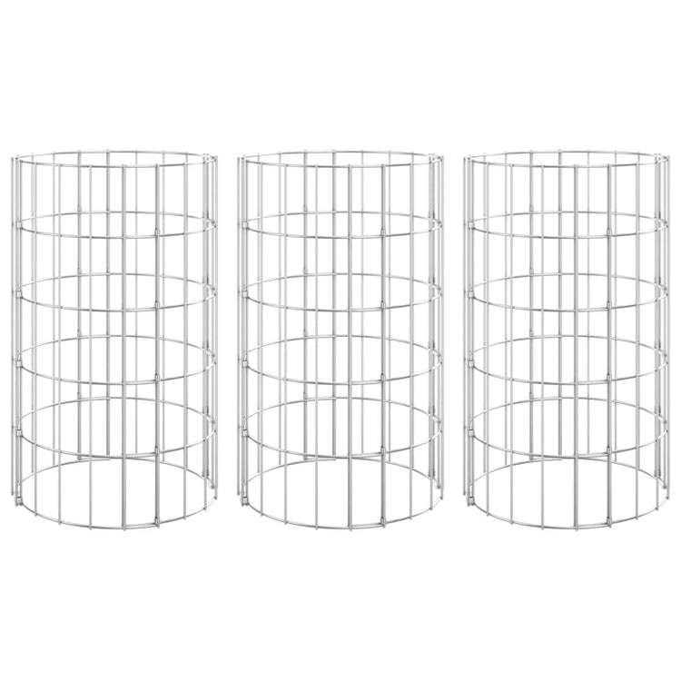 Vidaxl Gabion Pflanzer 3 ST Runde erhöht Ø30x50 cm Stahl