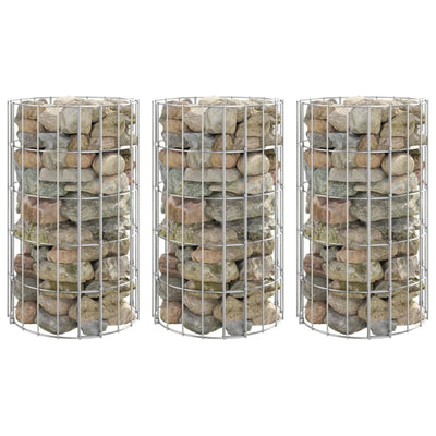 Vidaxl Gabion Pflanzer 3 ST Runde erhöht Ø30x50 cm Stahl