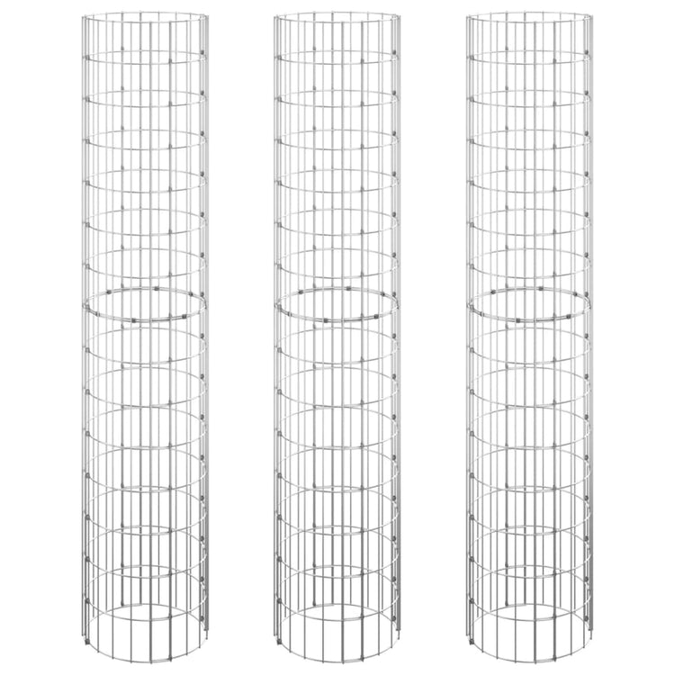 Vidaxl Gabion Pflanzer 3 ST Runde erhöht Ø30x150 cm Stahl