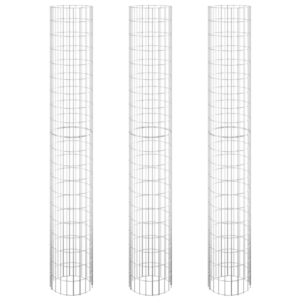 Vidaxl Gabion Pflanzer 3 ST Runde erhöht Ø30x200 cm Stahl