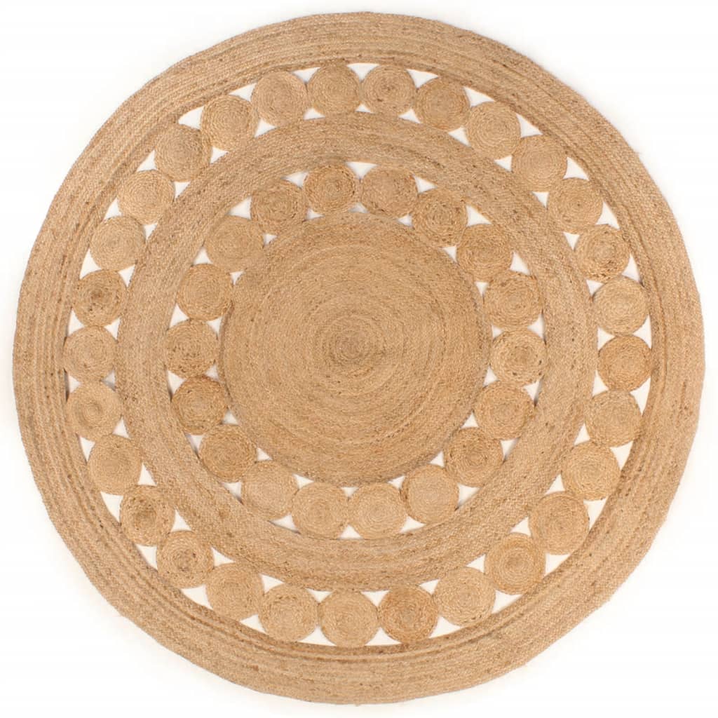Vidaxl Teppich mit Design um 180 cm geflochtene Jute