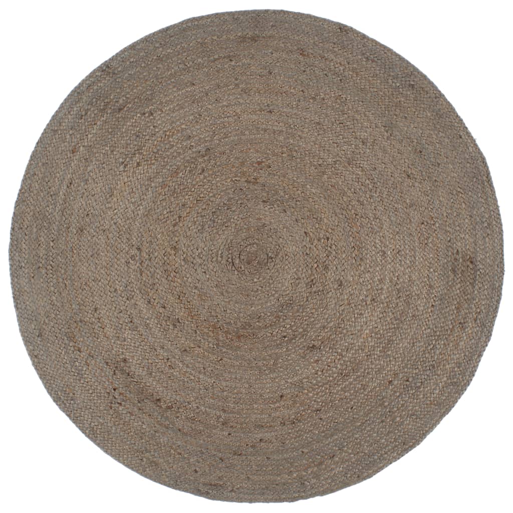 Vidaxl Teppich handgefertigt um 240 cm Jute Grau