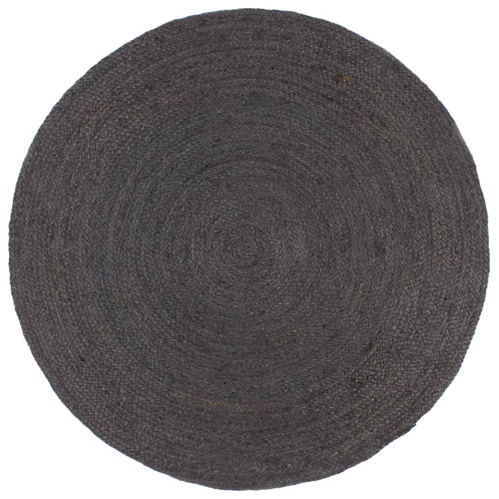 Vidaxl Teppich handgefertigt um 180 cm Jute dunkelgrau