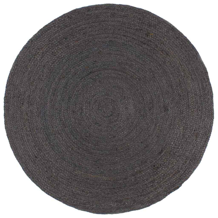 Vidaxl Teppich handgefertigt um 180 cm Jute dunkelgrau