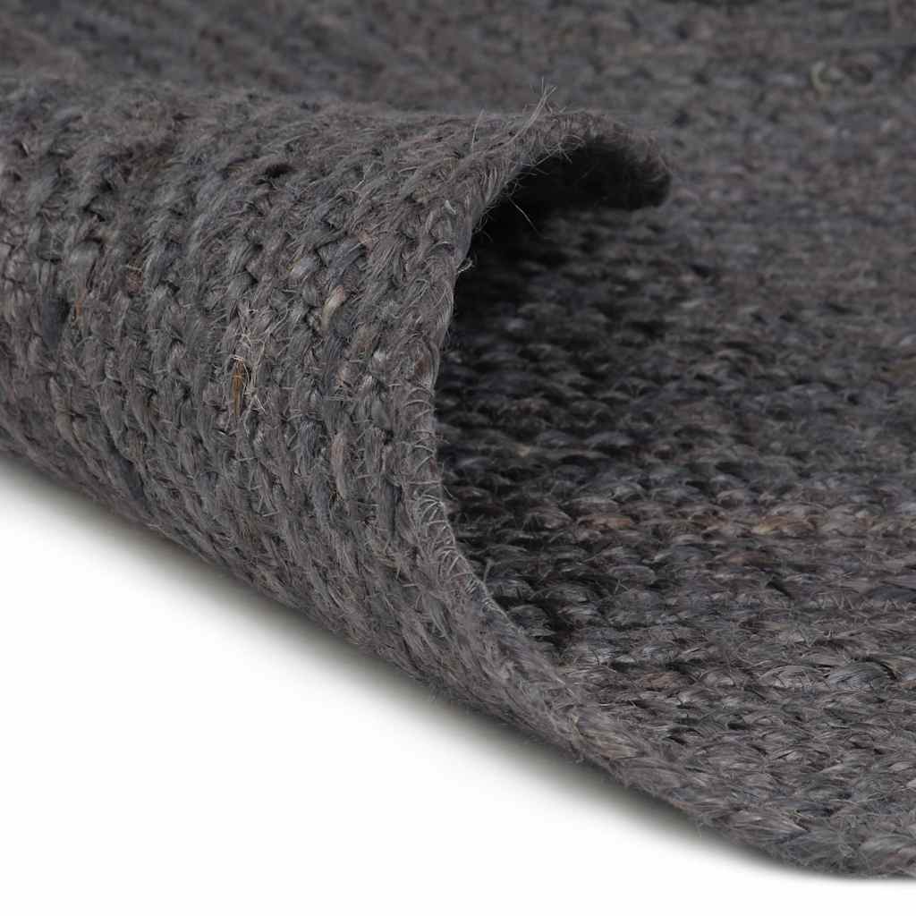 Vidaxl Teppich handgefertigt um 180 cm Jute dunkelgrau
